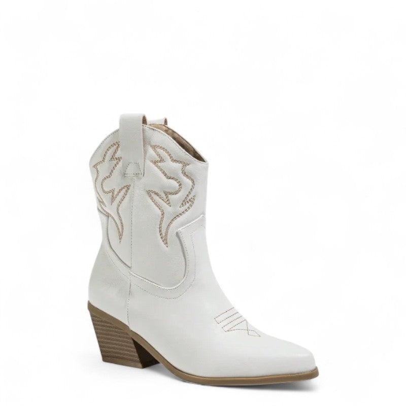 Botas Cowboy Mujer Camperas Bajas Sencillas con Tacón