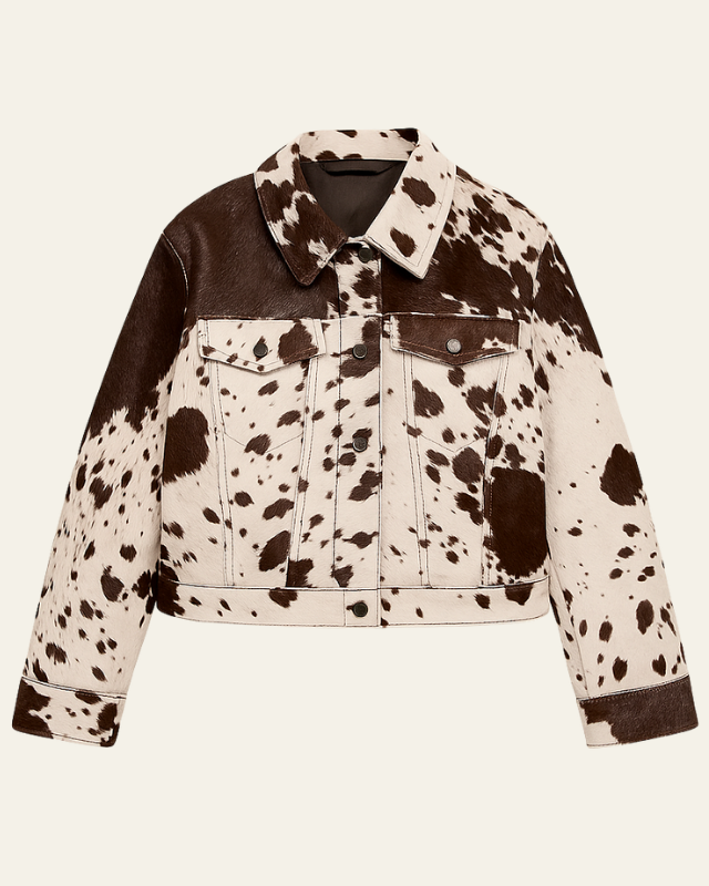 Chaqueta de Cuero Vegano Mujer con Efecto Piel de Becerro - Crema