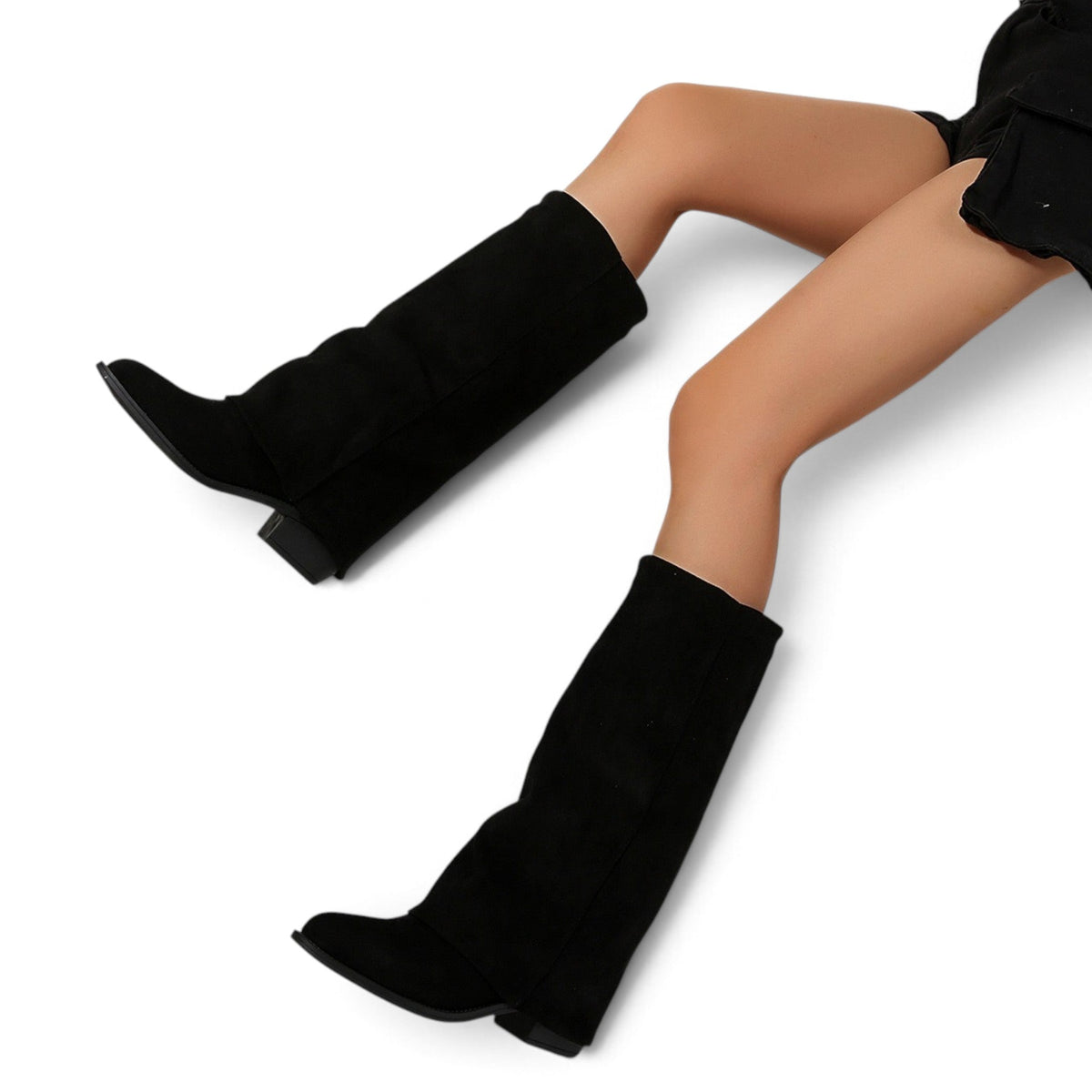 Botas Slouch Mujer de Ante Caña Suelta con Tacón Bajo