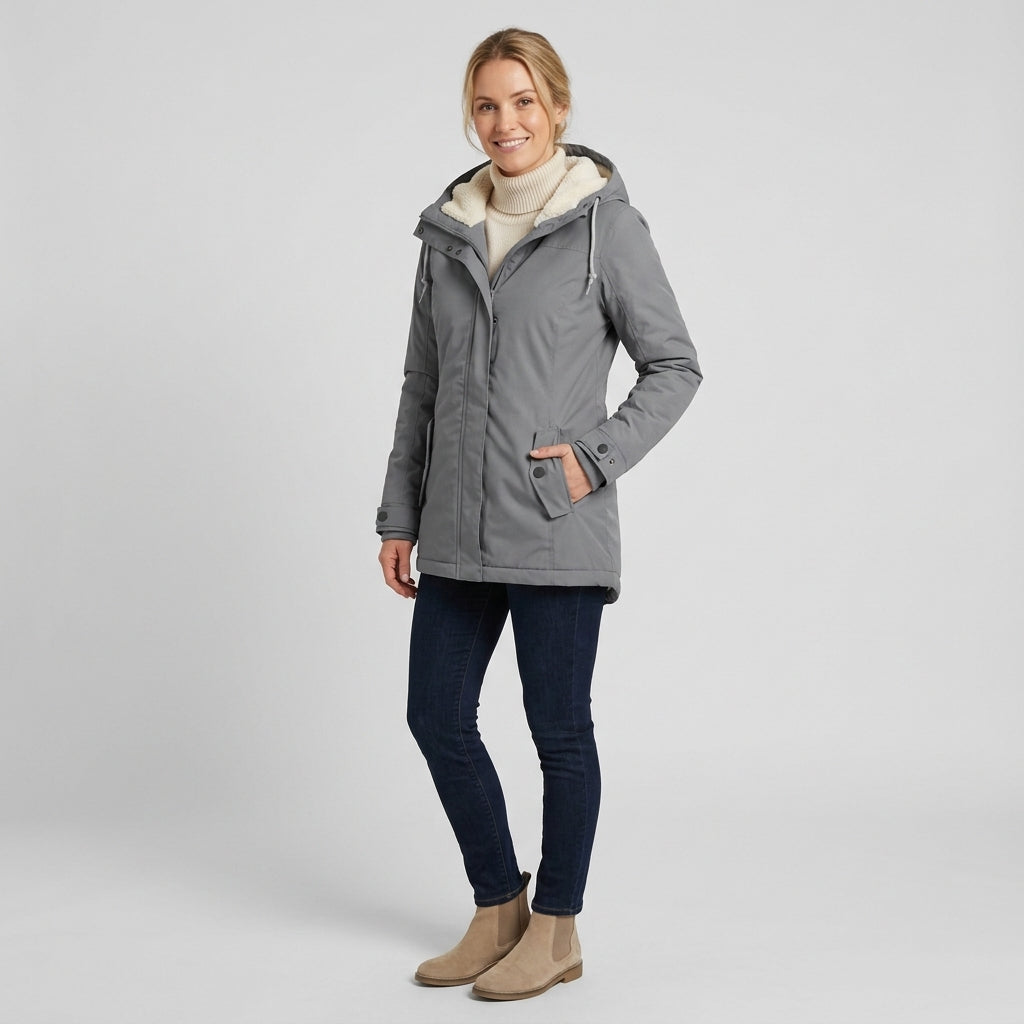 Abrigo Largo Mujer Impermeable con Capucha y Forro Suave - vista 6