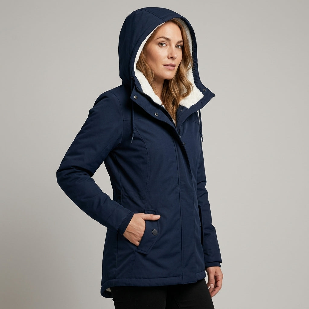 Abrigo Largo Mujer Impermeable con Capucha y Forro Suave - vista 2