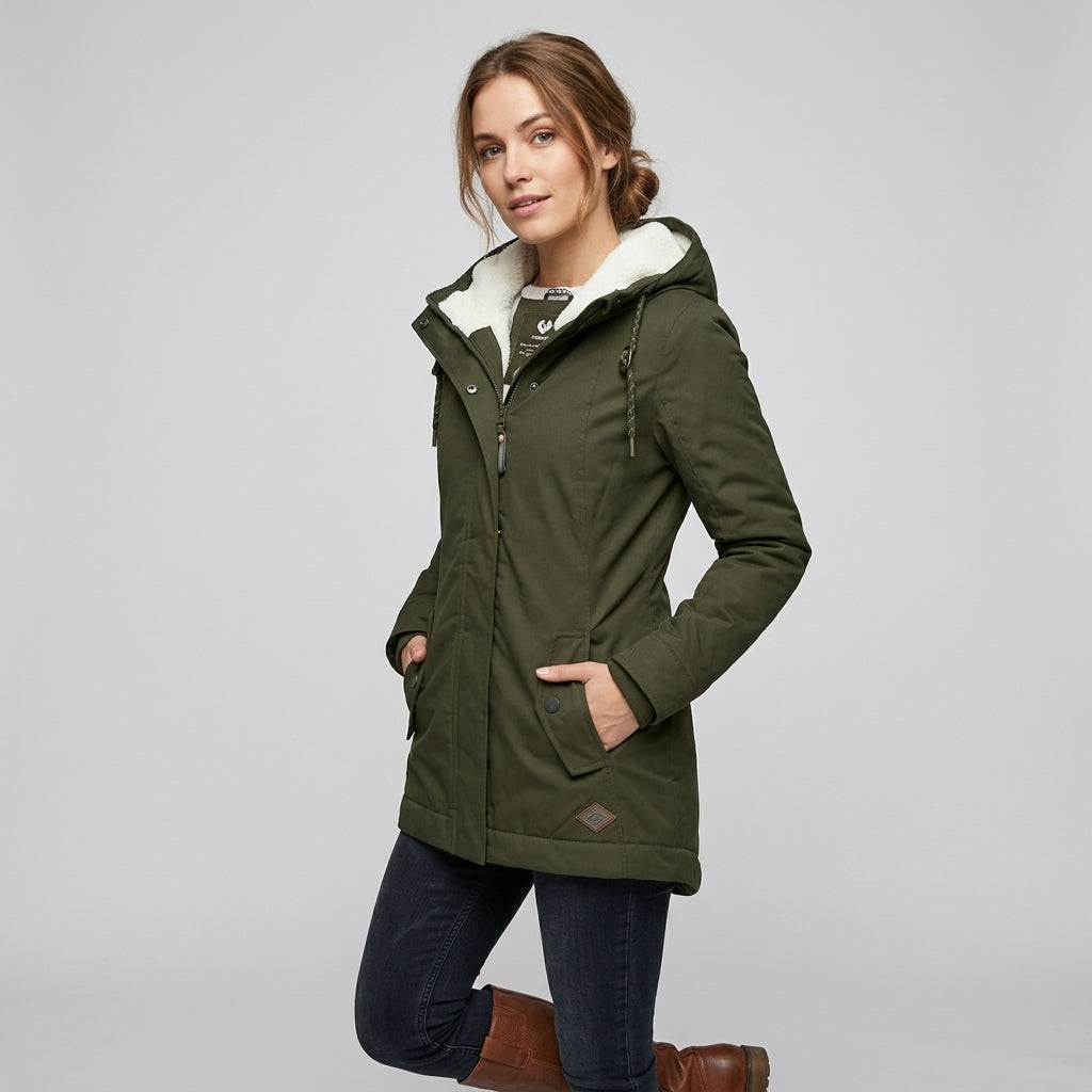 Abrigo Largo Mujer Impermeable con Capucha y Forro Suave - vista 1