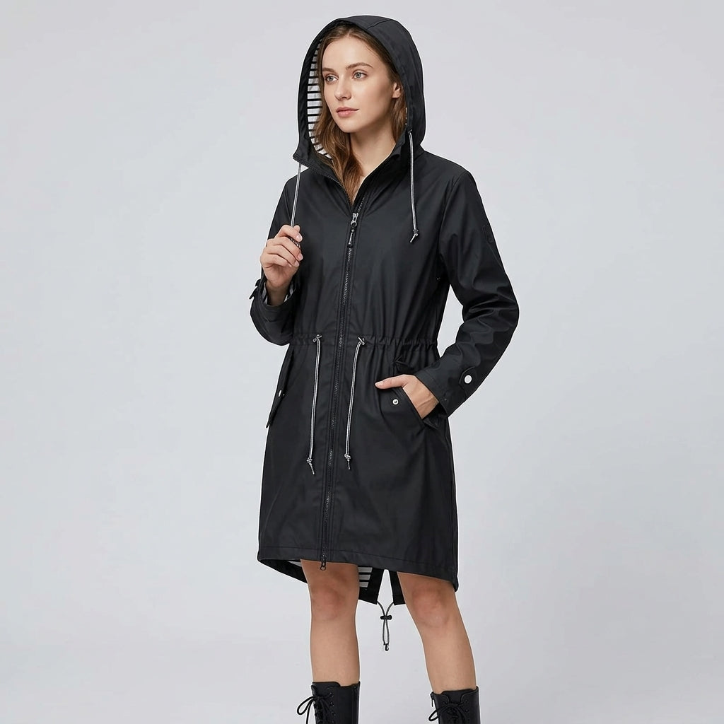 Chaqueta Impermeable Mujer con Capucha Ajustable y Corte Amplio - vista 6