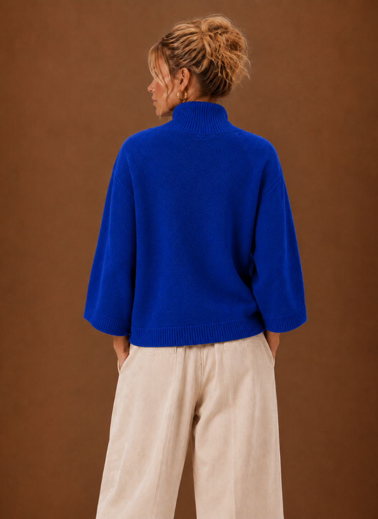 Jersey Oversize Mujer Cuello Alto Manga Campana