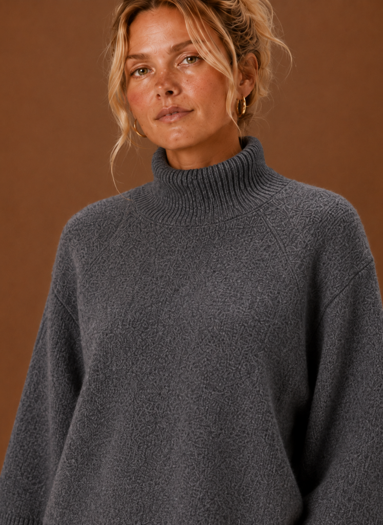 Jersey Oversize Mujer Cuello Alto Manga Campana
