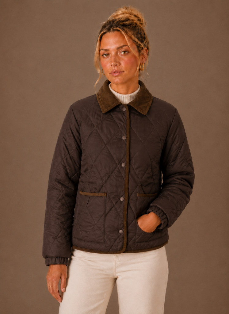 Chaqueta Acolchada Mujer Cuello Contraste Ligera