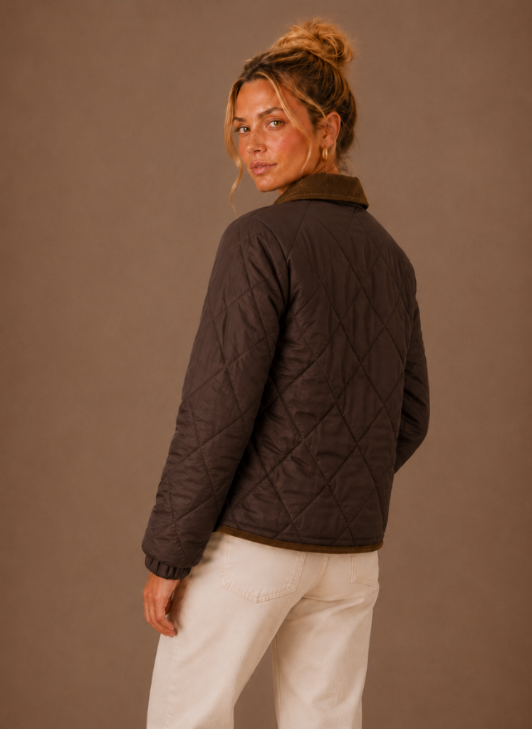 Chaqueta Acolchada Mujer Cuello Contraste Ligera