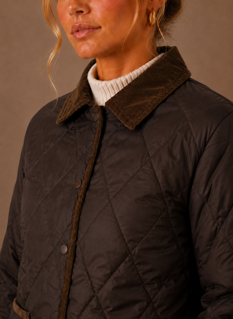 Chaqueta Acolchada Mujer Cuello Contraste Ligera