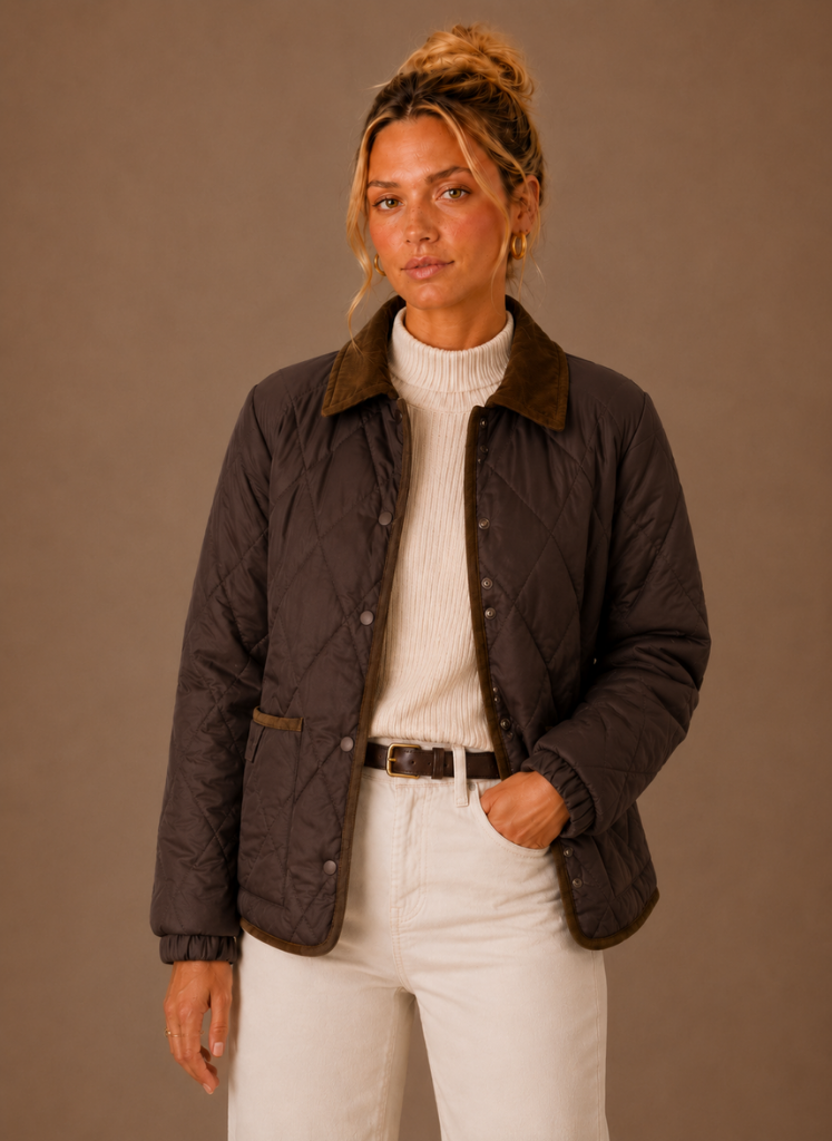 Chaqueta Acolchada Mujer Cuello Contraste Ligera