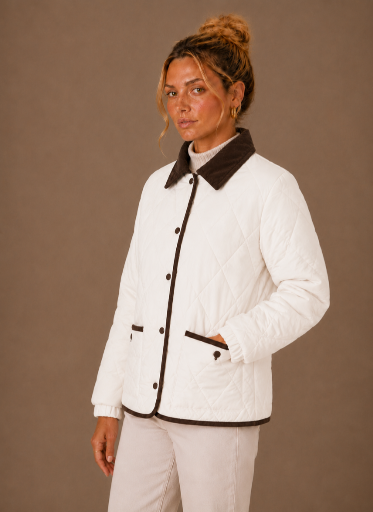 Chaqueta Acolchada Mujer Cuello Contraste Ligera