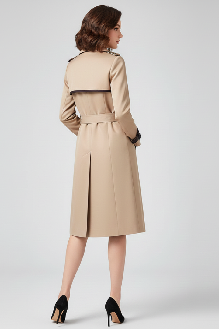 Trench Mujer Largo con Cinturón Ajustable y Acabado Texturizado - vista 5
