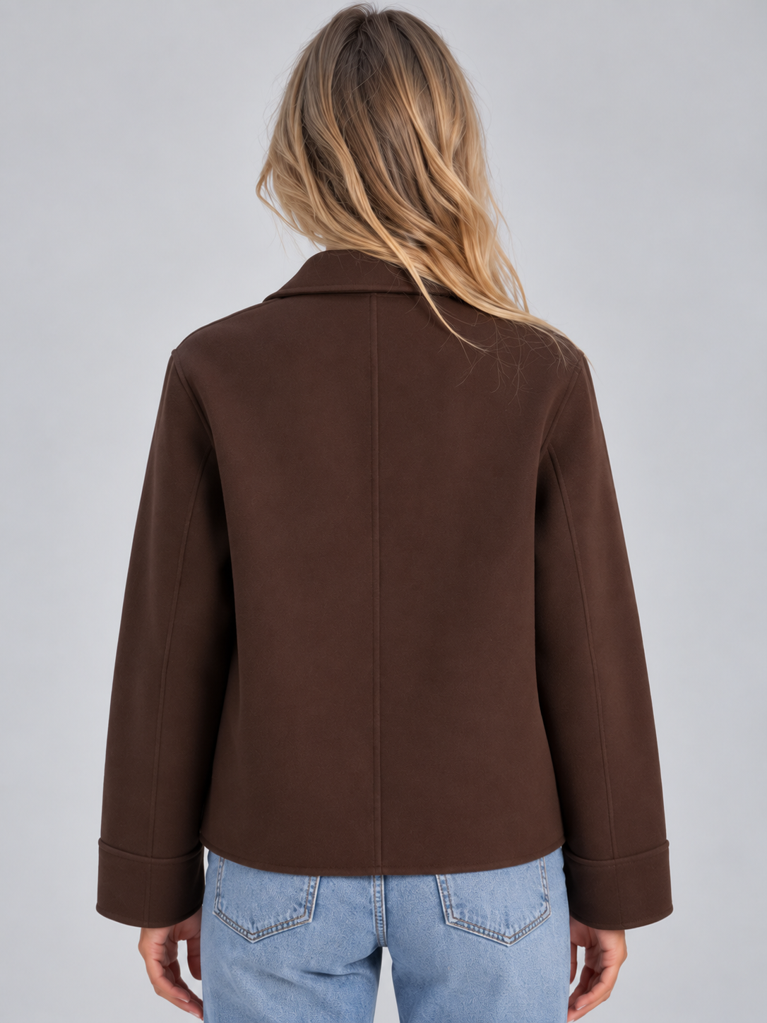 Chaqueta Camisera Mujer con Cuello Amplio y Bolsillos de Parche - Vista 1