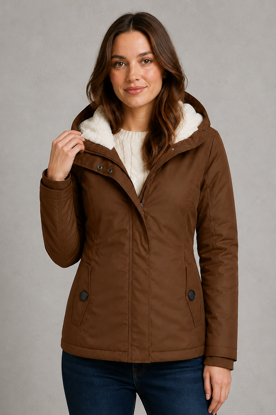 Abrigo Impermeable Mujer Largo con Capucha y Forro Aislante - Vista 9