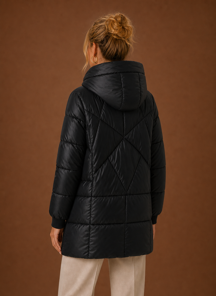 Plumífero Largo Mujer Capucha Invierno Cálido