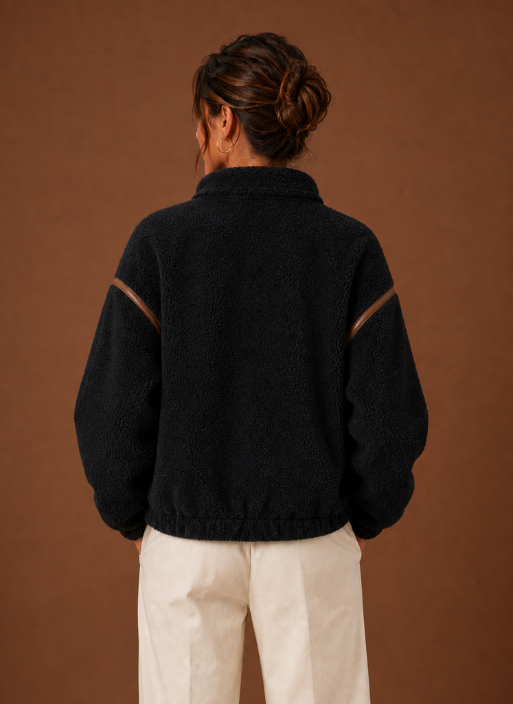 Chaqueta Borreguito Mujer Cremallera Cuello Alto