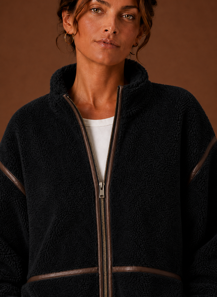 Chaqueta Borreguito Mujer Cremallera Cuello Alto