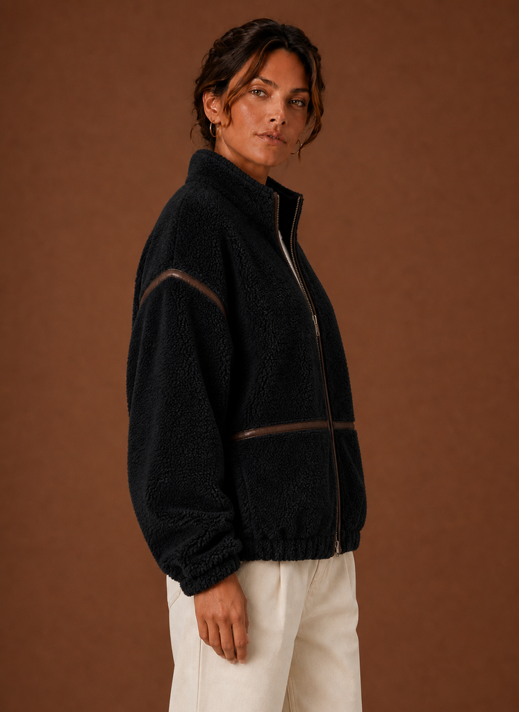 Chaqueta Borreguito Mujer Cremallera Cuello Alto