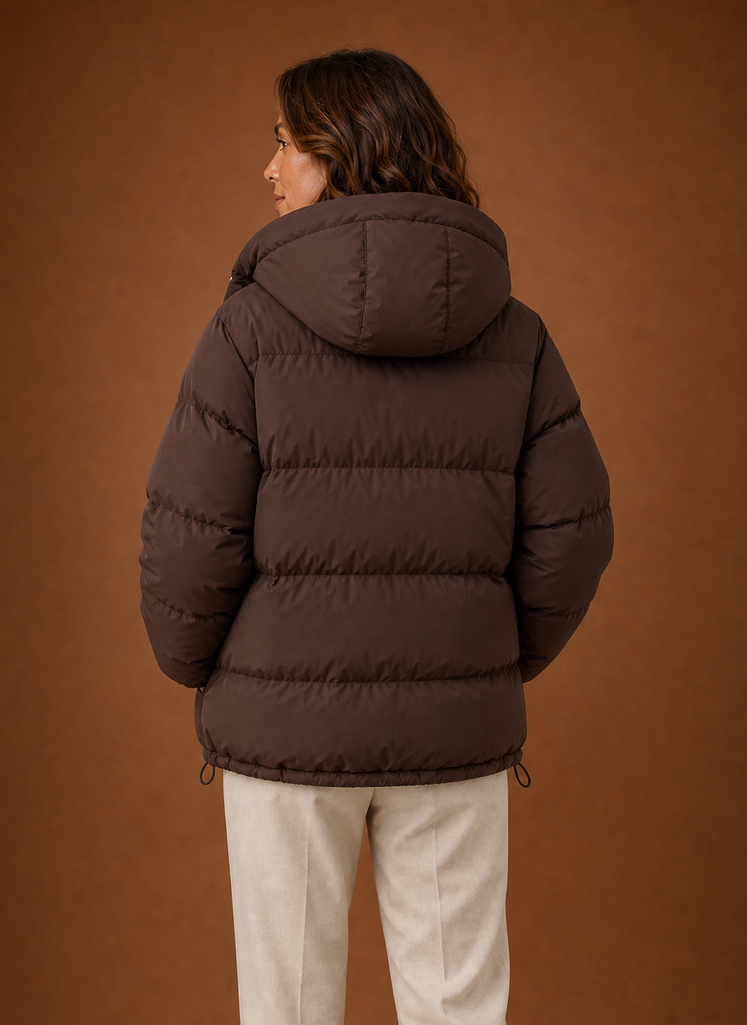 Plumífero Mujer Oversize Marrón Chocolate Cálido