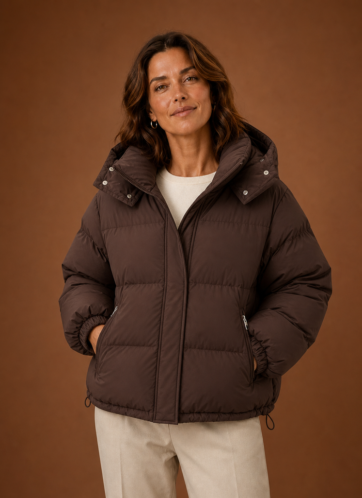 Plumífero Mujer Oversize Marrón Chocolate Cálido