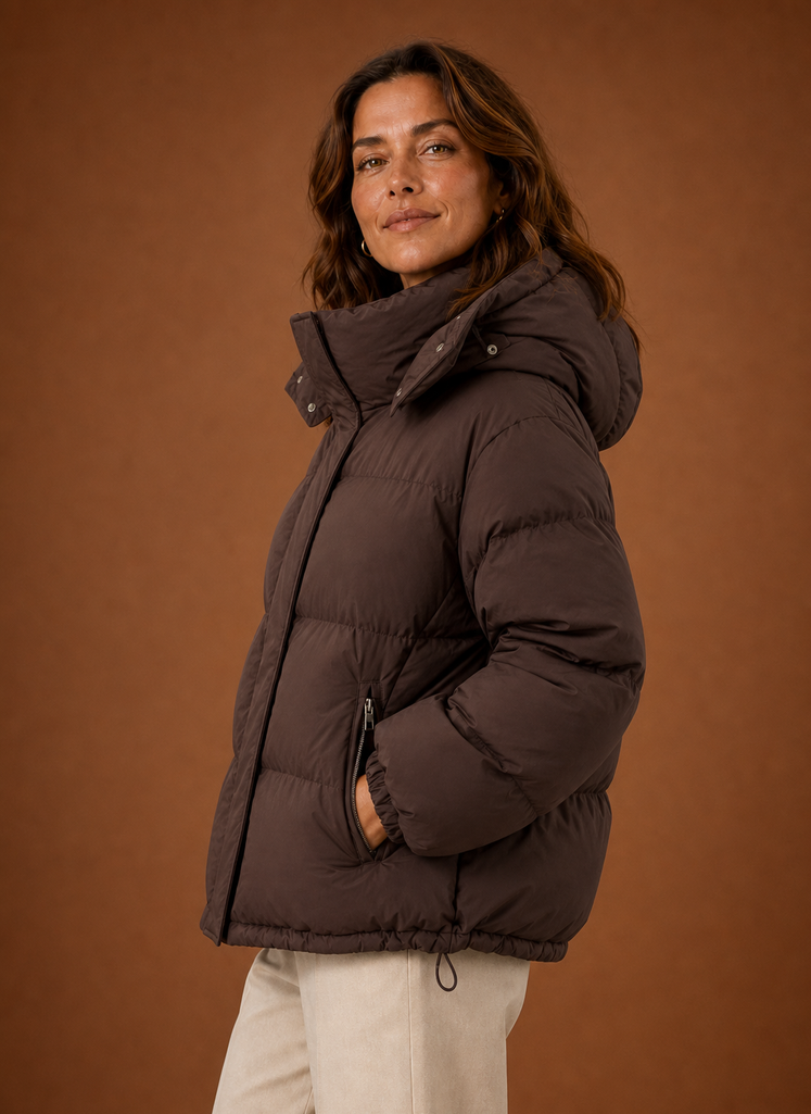 Plumífero Mujer Oversize Marrón Chocolate Cálido