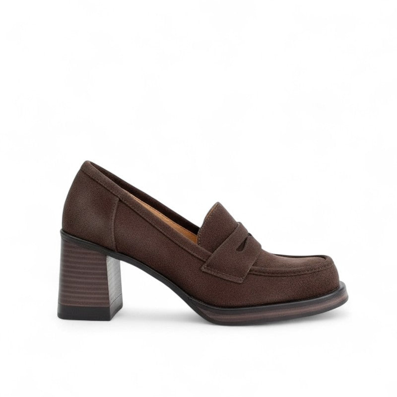 Mocasines de Tacón Mujer Altos de Piel Sintética Lisa