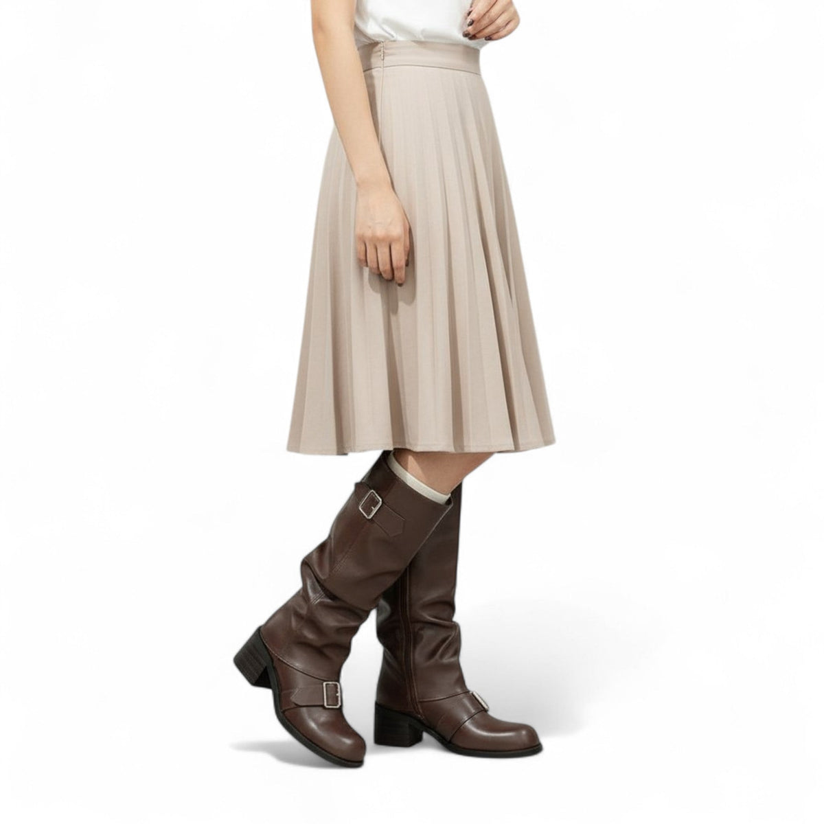 Botas Slouch Mujer con Hebillas Laterales de Piel