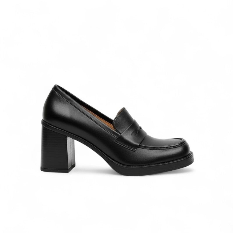 Mocasines de Tacón Mujer Altos de Piel Sintética Lisa