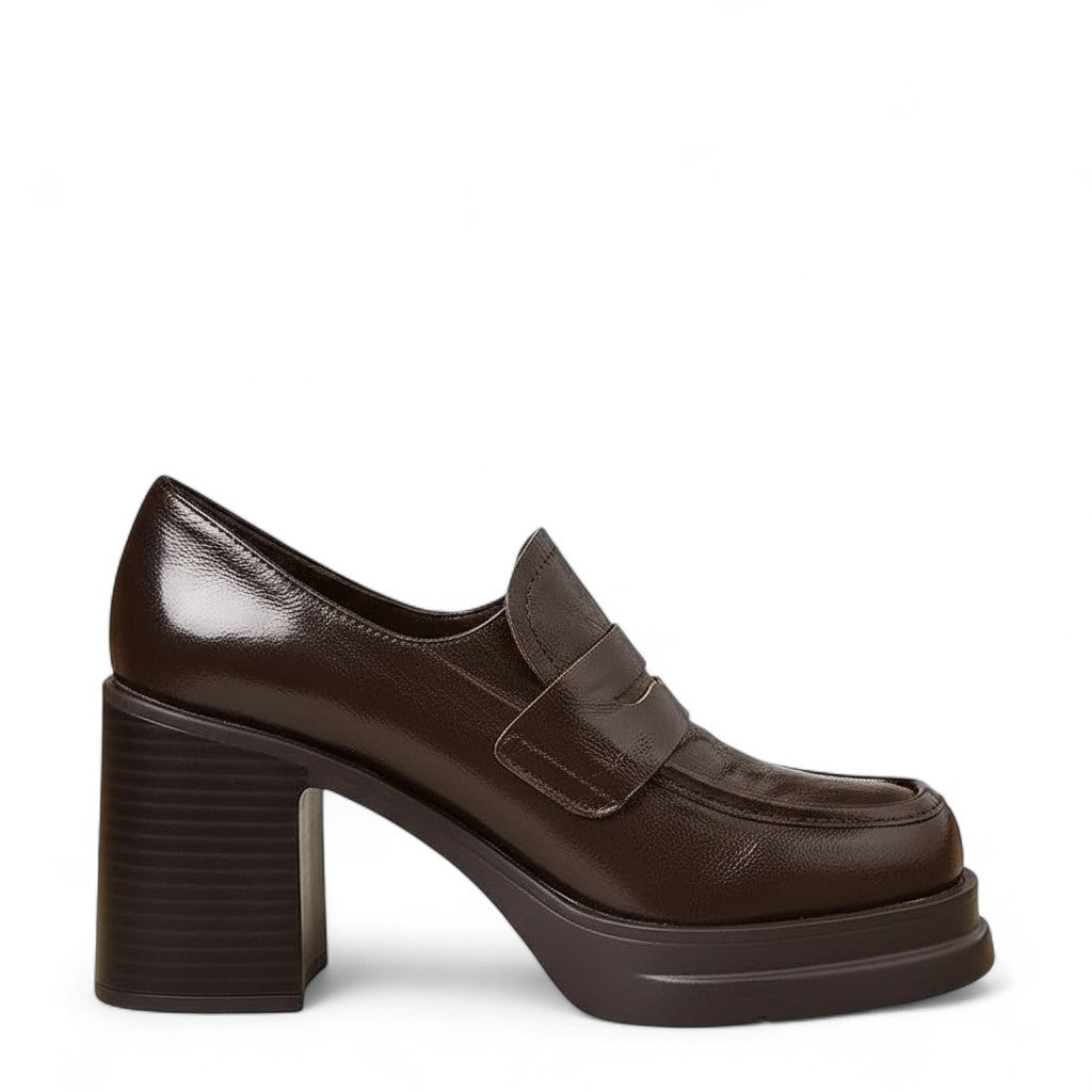 Mocasines con Plataforma Mujer con Tacón Compensado de Piel Sintética Suave