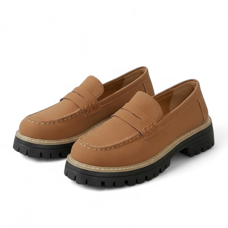 Mocasines con Plataforma Mujer de Ante con Suela en Contraste