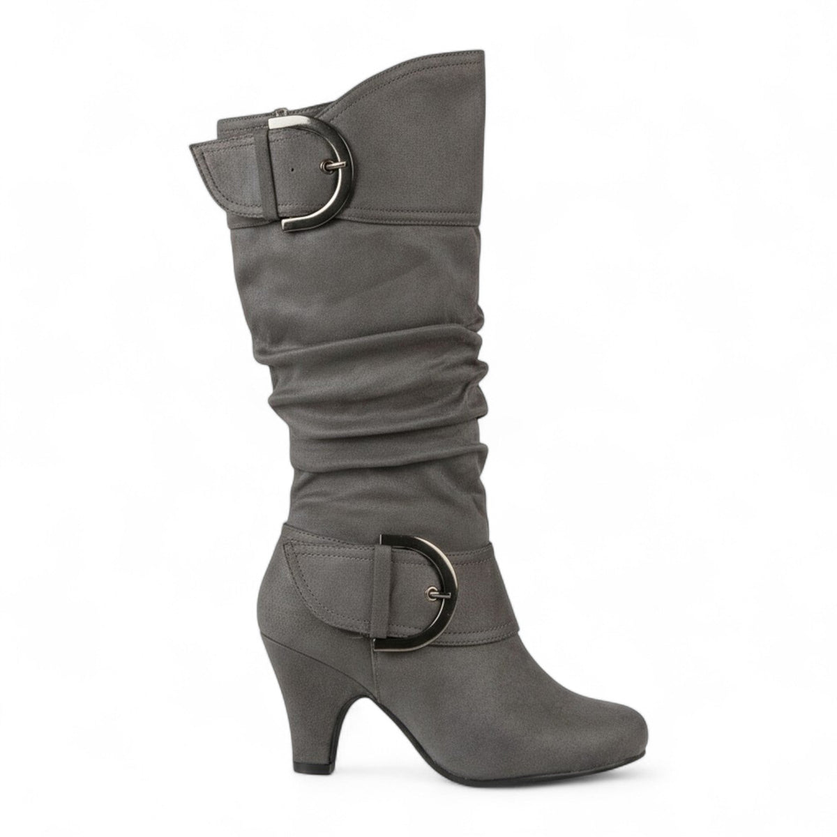 Botas Slouch Mujer Negras de Piel Sintética con Tacón Medio