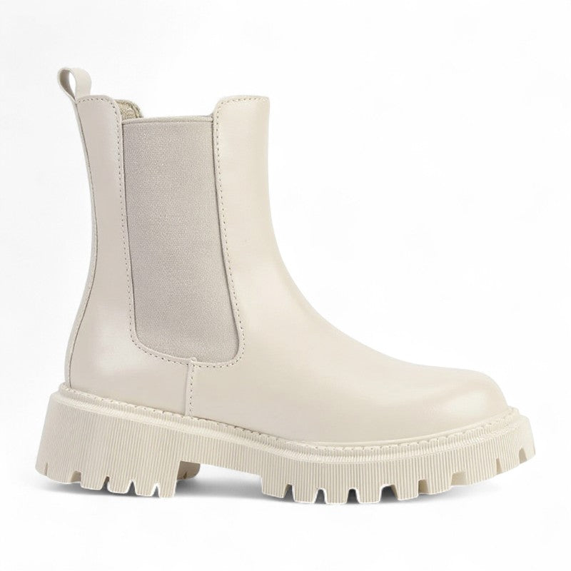 Botines Chelsea Mujer Negros de Elástico Lateral y Suela Gruesa
