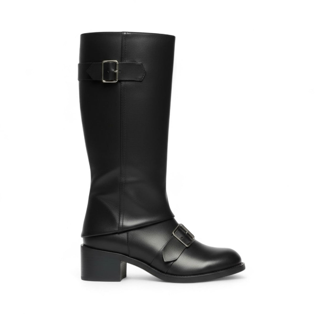 Botas Slouch Mujer con Hebillas Laterales de Piel