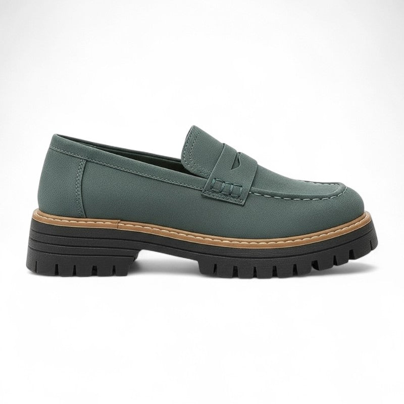 Mocasines con Plataforma Mujer de Ante con Suela en Contraste
