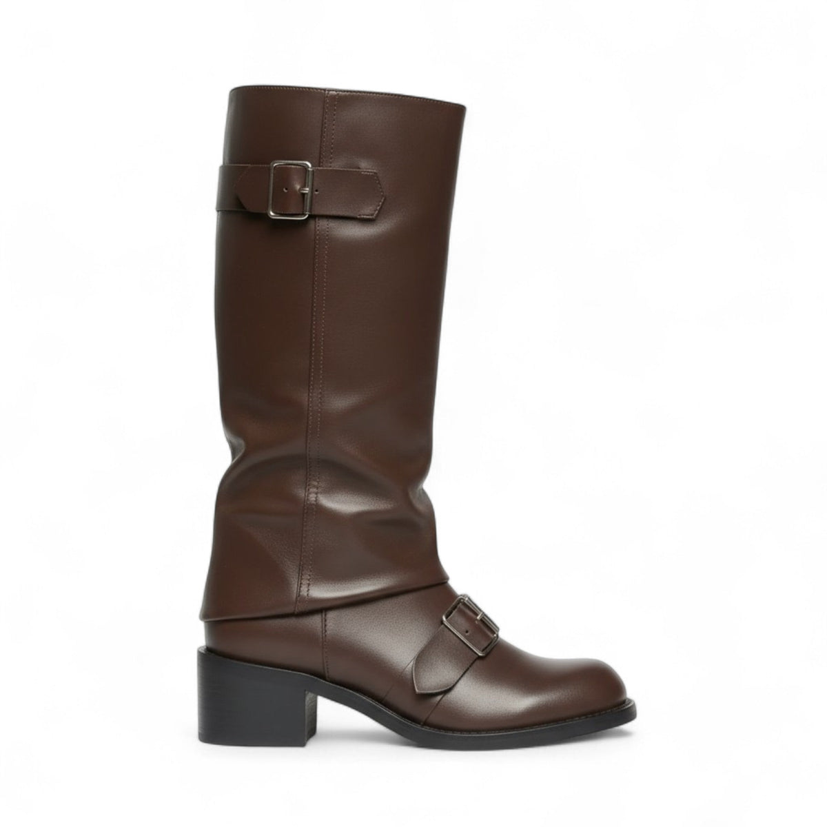 Botas Slouch Mujer con Hebillas Laterales de Piel