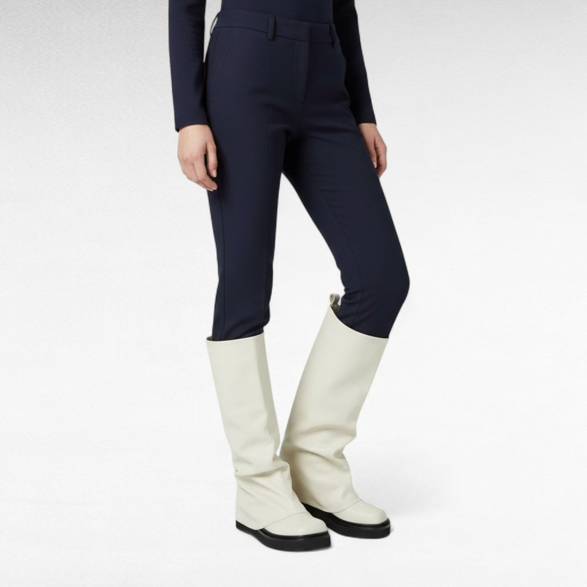 Botas Slouch Mujer de Cuero Caña Holgada con Tacón Bajo