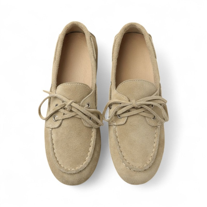 Mocasines Mujer Planos Estilo Náutico con Cordones