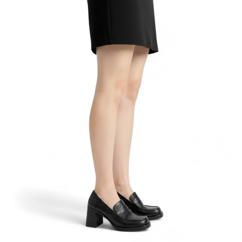 Mocasines de Tacón Mujer Altos de Piel Sintética Lisa