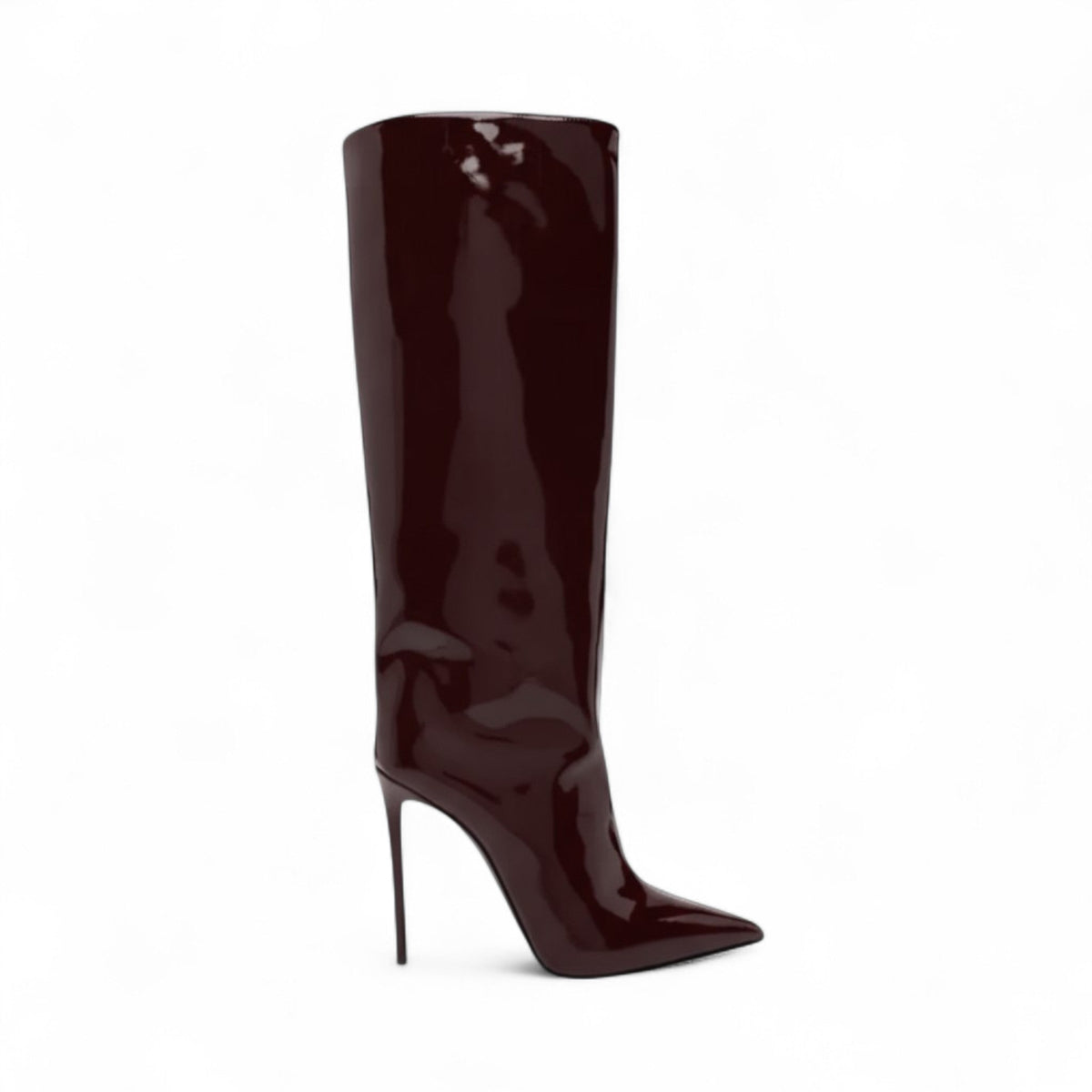 Botas de Tacón de Aguja Mujer de Charol Caña Alta