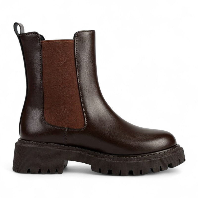 Botines Chelsea Mujer Negros de Elástico Lateral y Suela Gruesa