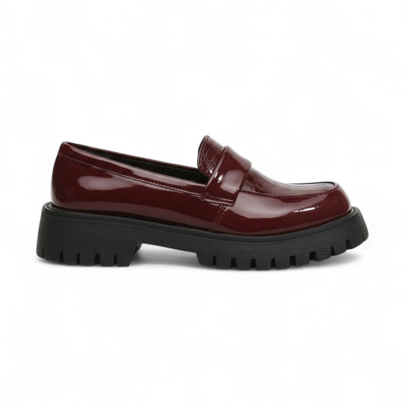Mocasines de Charol Mujer Efecto Cocodrilo con Suela Dentada