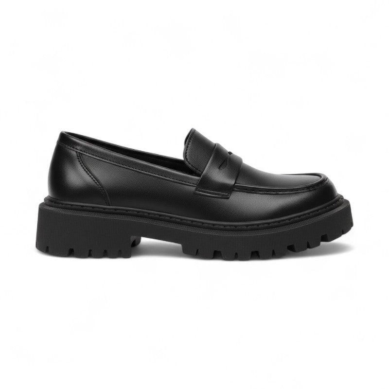 Mocasines con Plataforma Mujer Negros Minimalistas de Calce sin Cordones