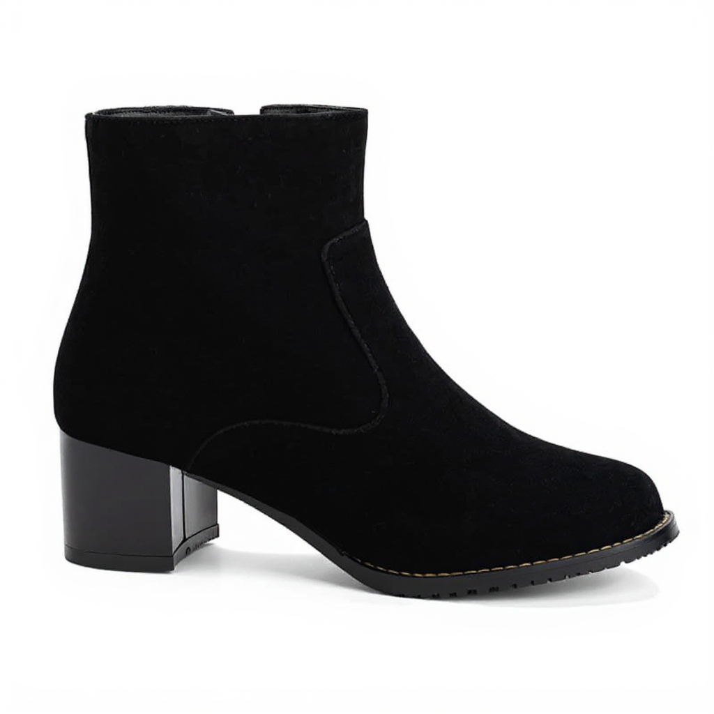 Botines de Tacón Mujer de Ante Suave Tacón Medio