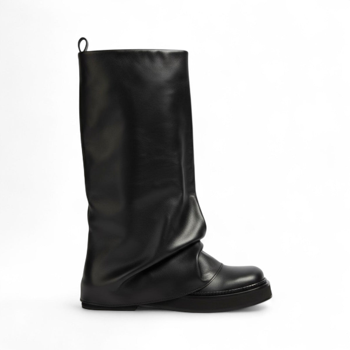 Botas Slouch Mujer de Cuero Caña Holgada con Tacón Bajo