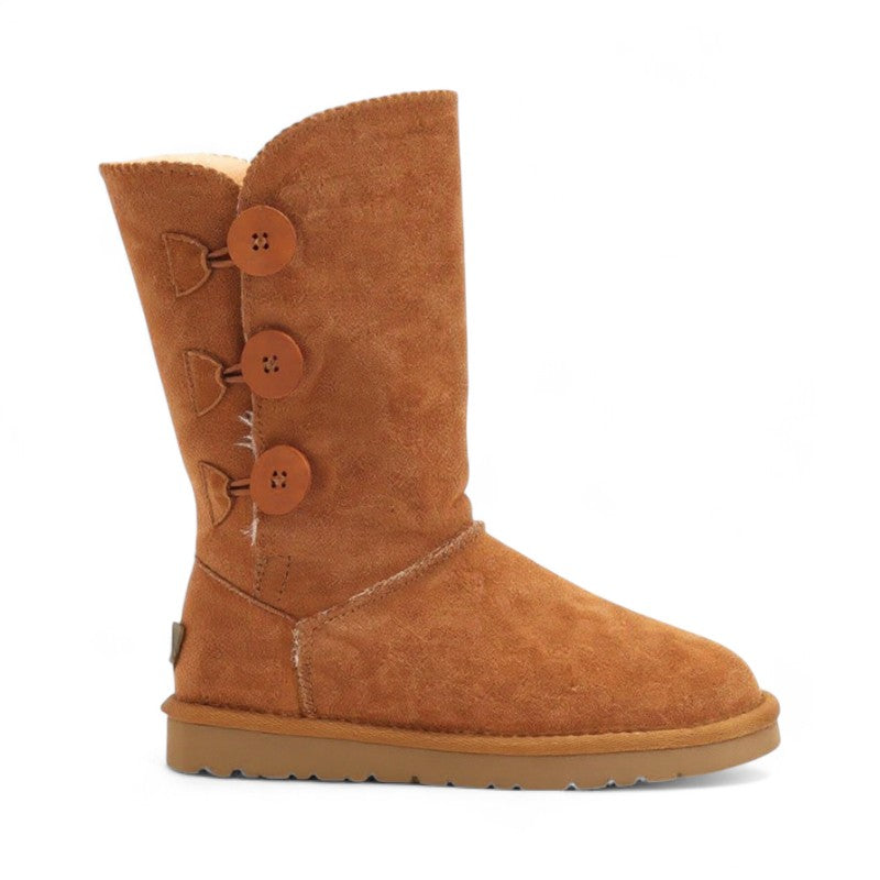 Botas Australianas Mujer de Ante con Forro de Borreguito y Caña Media