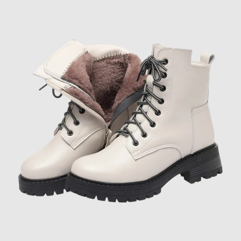 Botas Mujer de Piel Invierno con Cordones