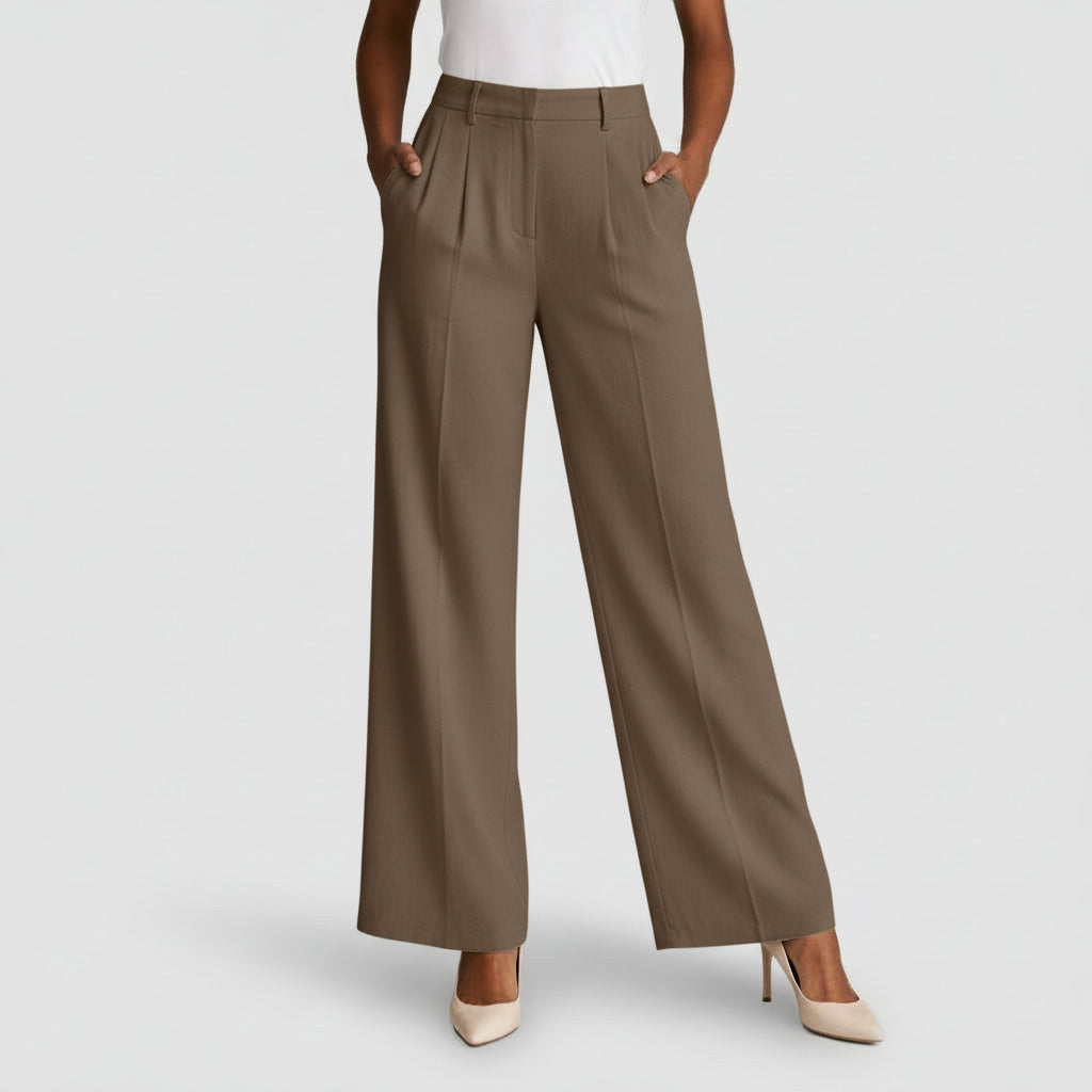 Pantalón Ancho Mujer Tiro Alto Pinzas