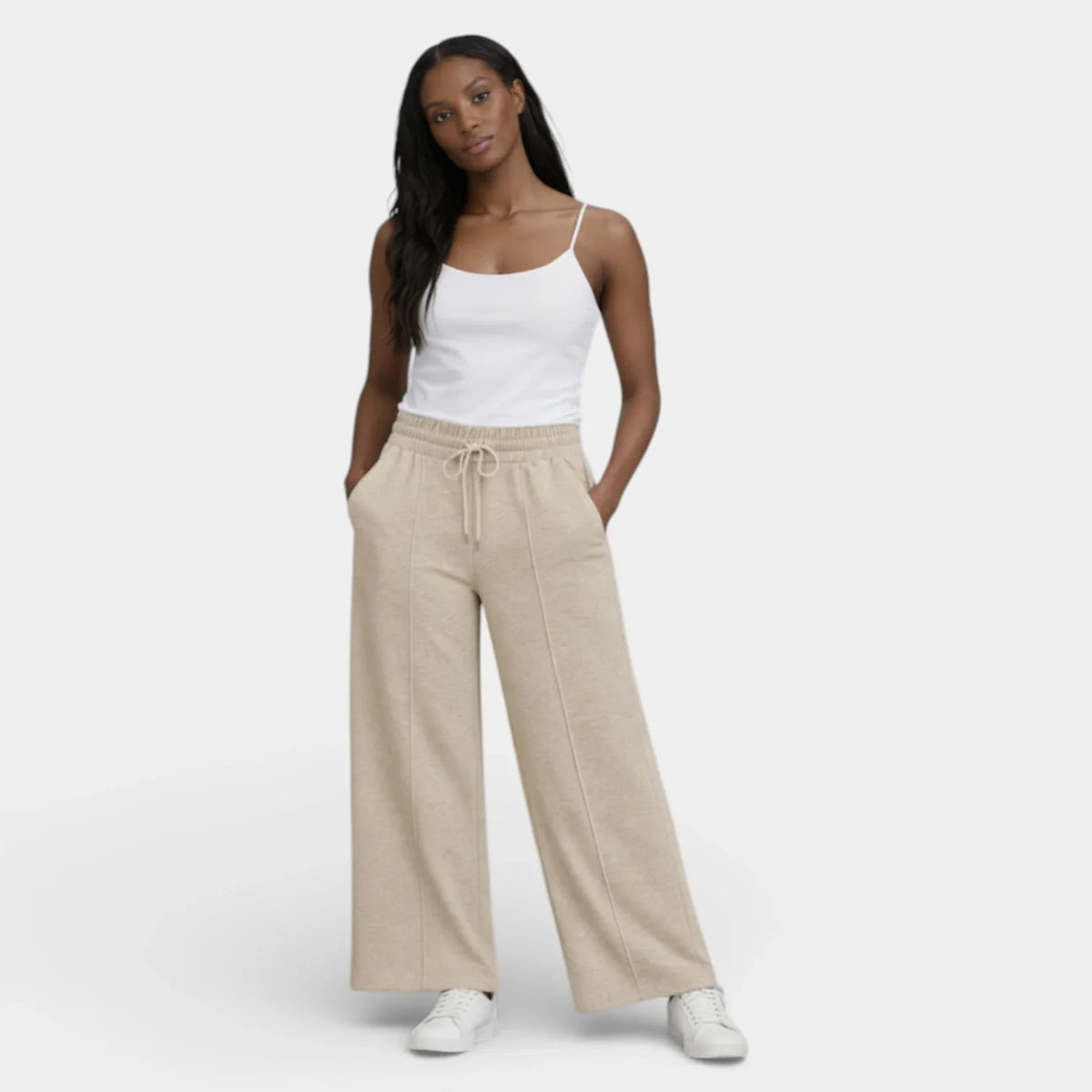 Pantalón Ancho Mujer Lino Cordón