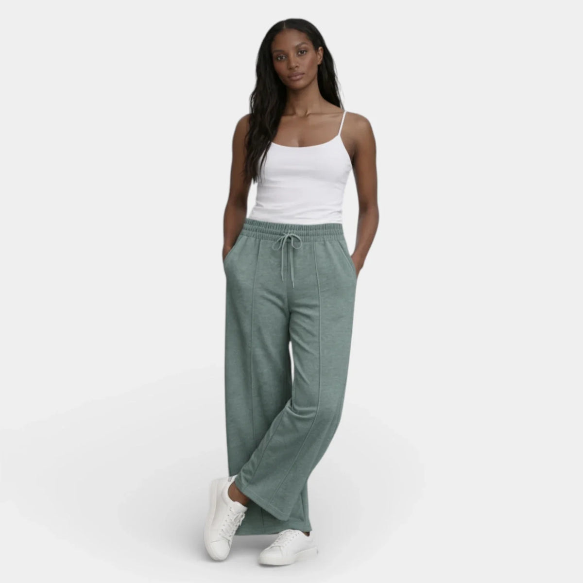 Pantalón Ancho Mujer Lino Cordón