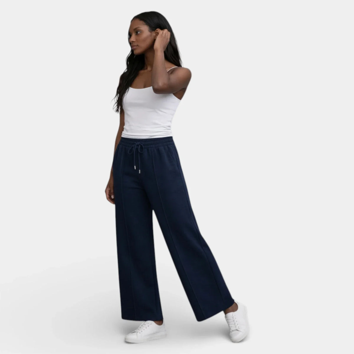 Pantalón Ancho Mujer Lino Cordón