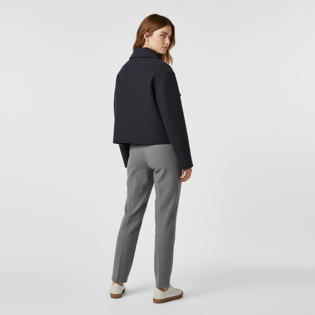 Chaqueta Mujer Paño Texturizada Cuello Recto